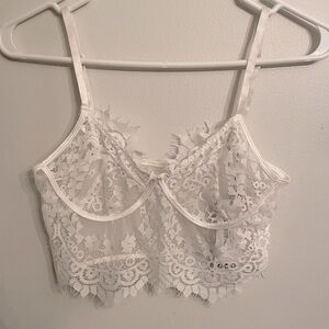 Boohoo White Lace Bralette